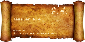 Haszler Alex névjegykártya